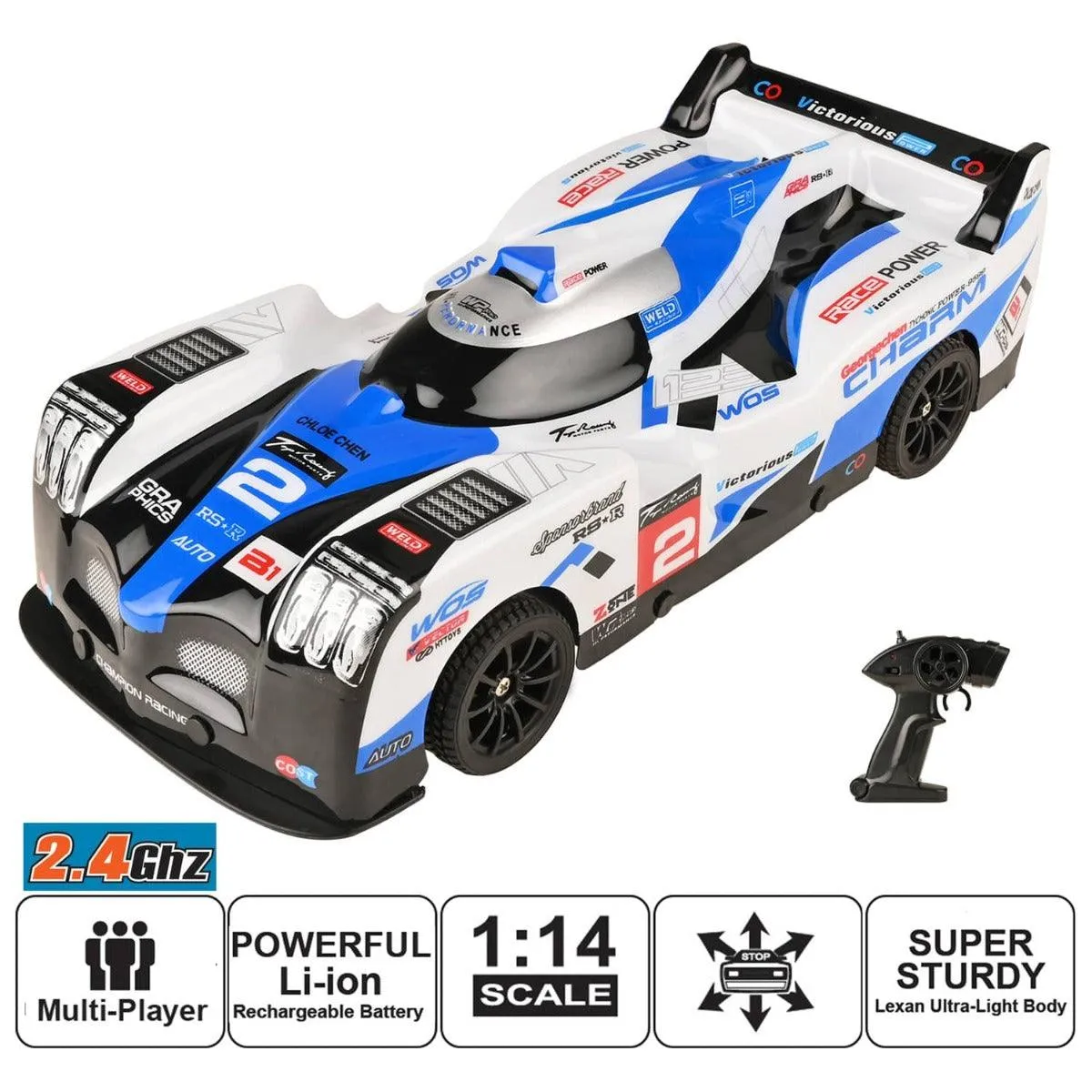 Playzu Auto Racing 1:14 Scale R/C Car - Blue for Ages 6 