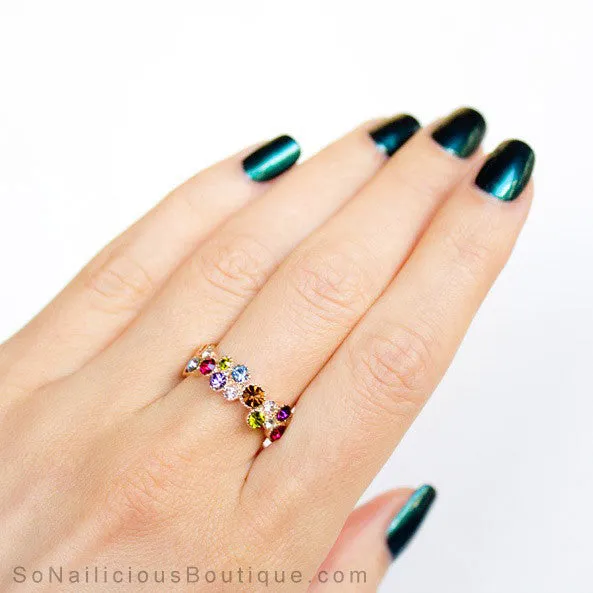 Precious Stones 18K Gold Ring