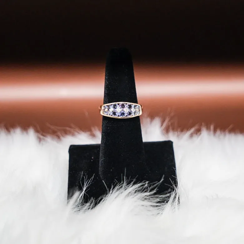 Purple Ring 14K Yellow Gold With Diamonds / 2.8gr / Size 7