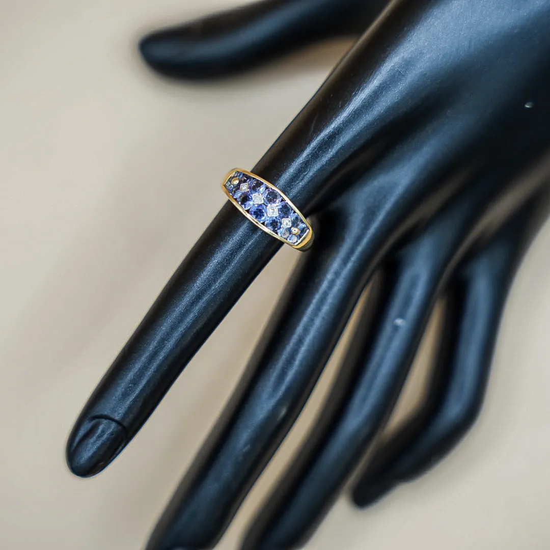 Purple Ring 14K Yellow Gold With Diamonds / 2.8gr / Size 7