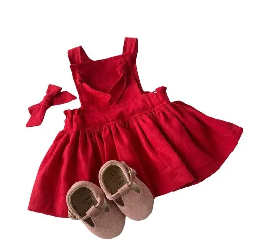 Red Linen Hair Bow