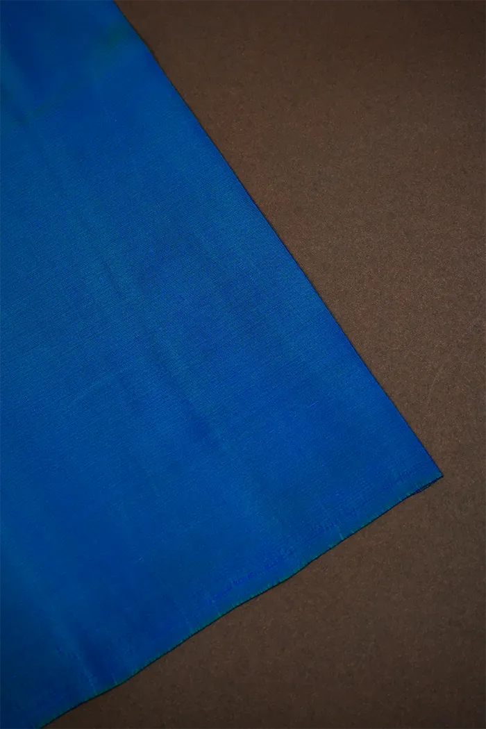 REGAL BLUE WITH FLAX SMOKE PURE KANCHIVARAM SILK SAREE