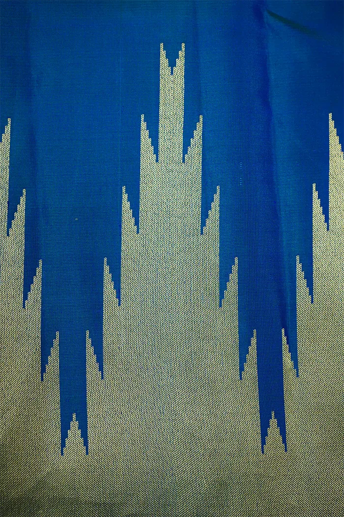 REGAL BLUE WITH FLAX SMOKE PURE KANCHIVARAM SILK SAREE
