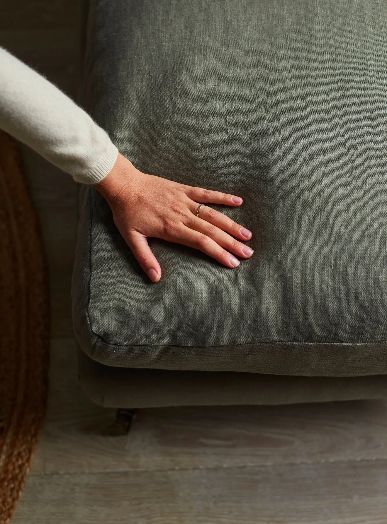 Remy Footstool, Sage Velvet