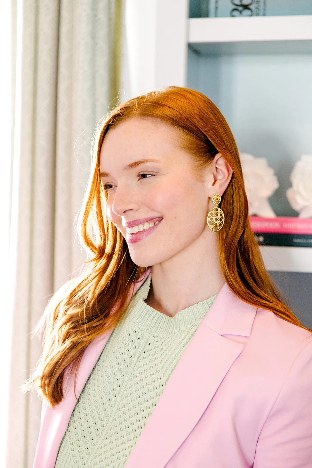Remy Wicker Gold Oval Link Earrings