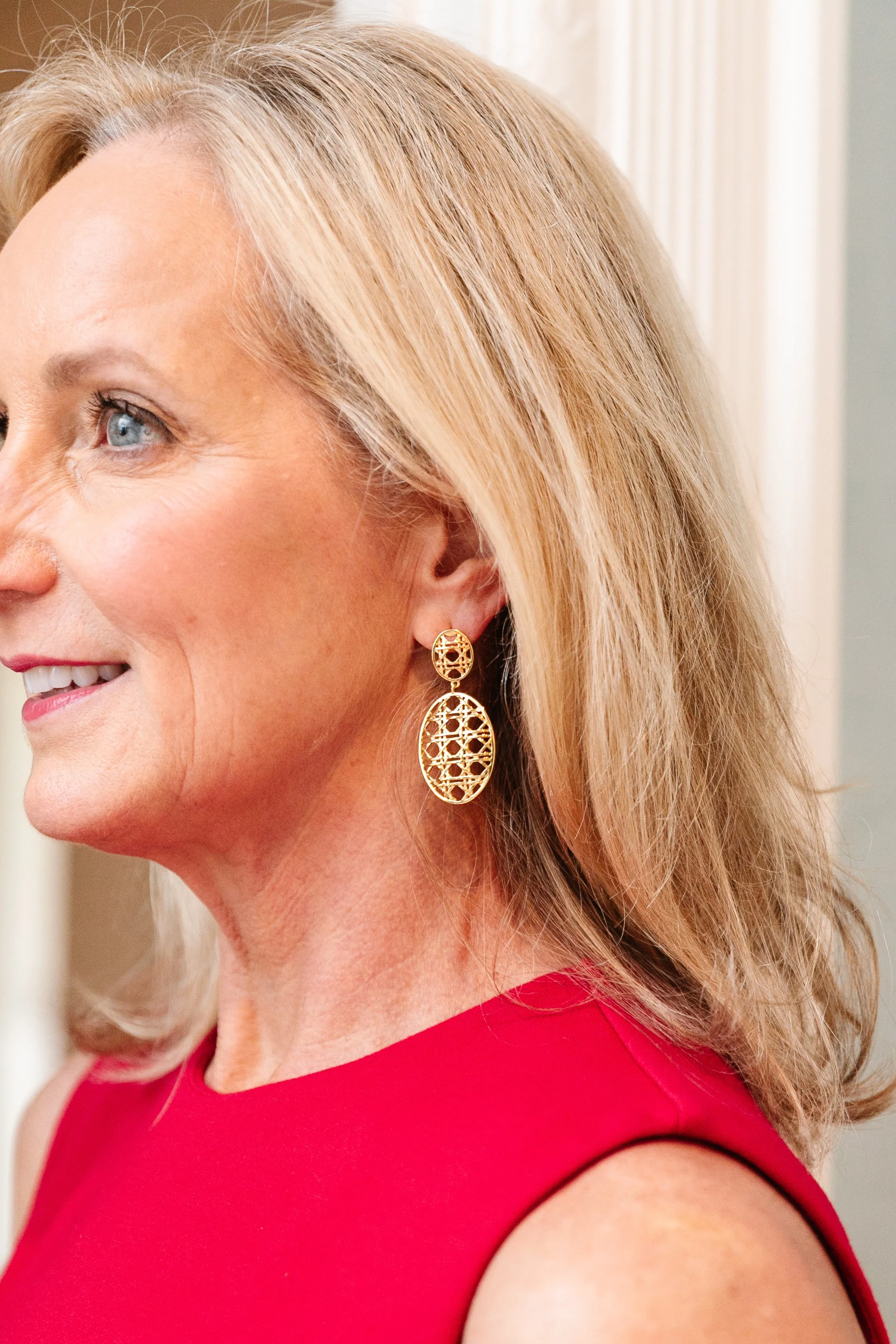 Remy Wicker Gold Oval Link Earrings