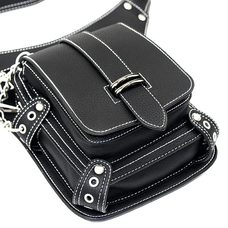 Retro Black Motorcycle Waist Bag