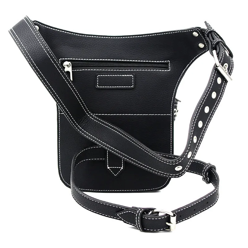 Retro Black Motorcycle Waist Bag