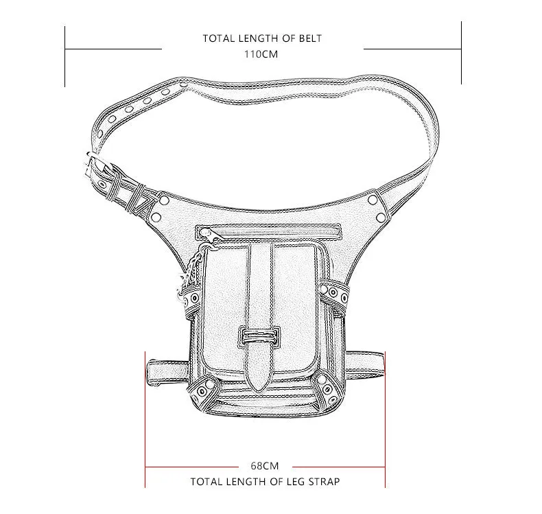Retro Black Motorcycle Waist Bag