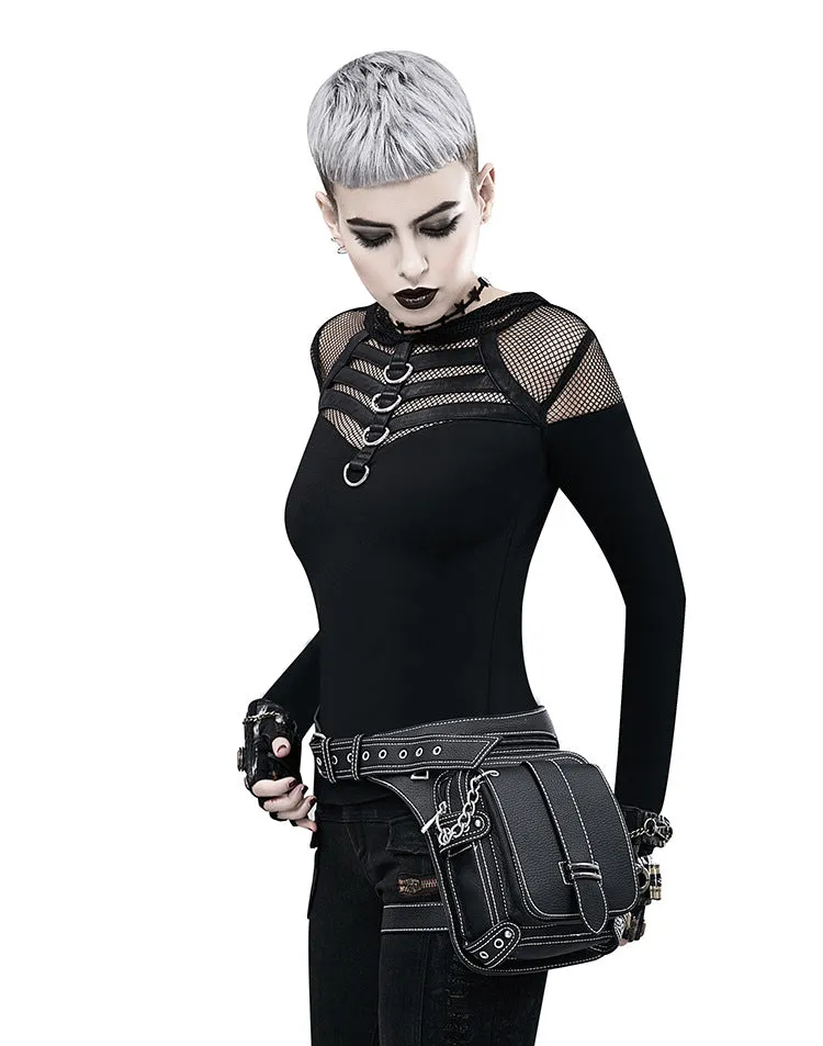 Retro Black Motorcycle Waist Bag
