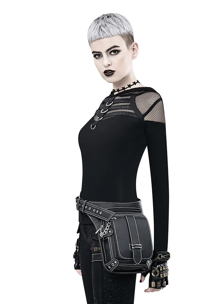 Retro Black Motorcycle Waist Bag