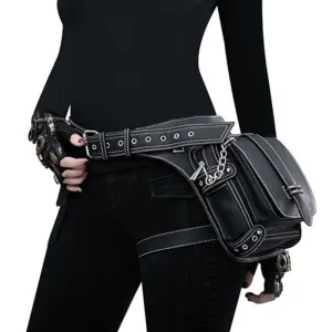 Retro Black Motorcycle Waist Bag