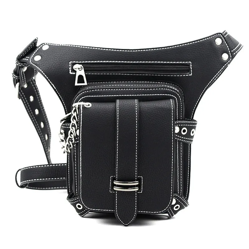 Retro Black Motorcycle Waist Bag