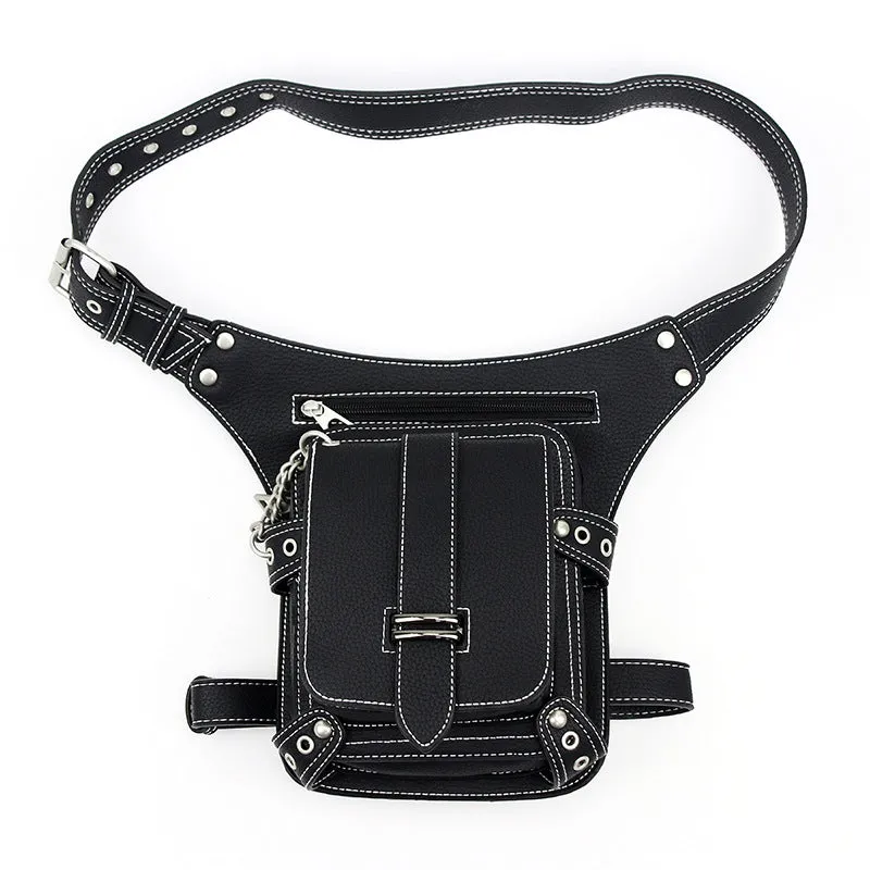 Retro Black Motorcycle Waist Bag