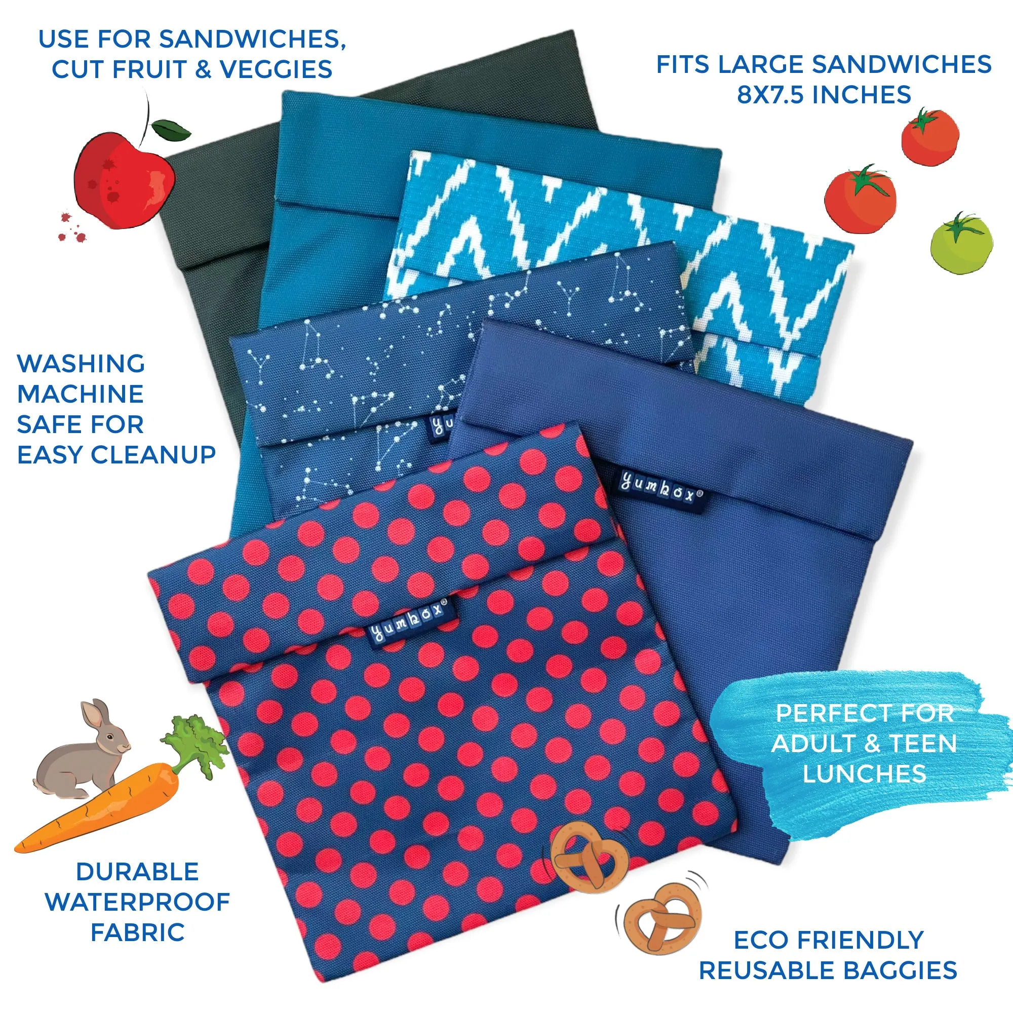 Reusable Sandwich Bag - Teal Zig Zag