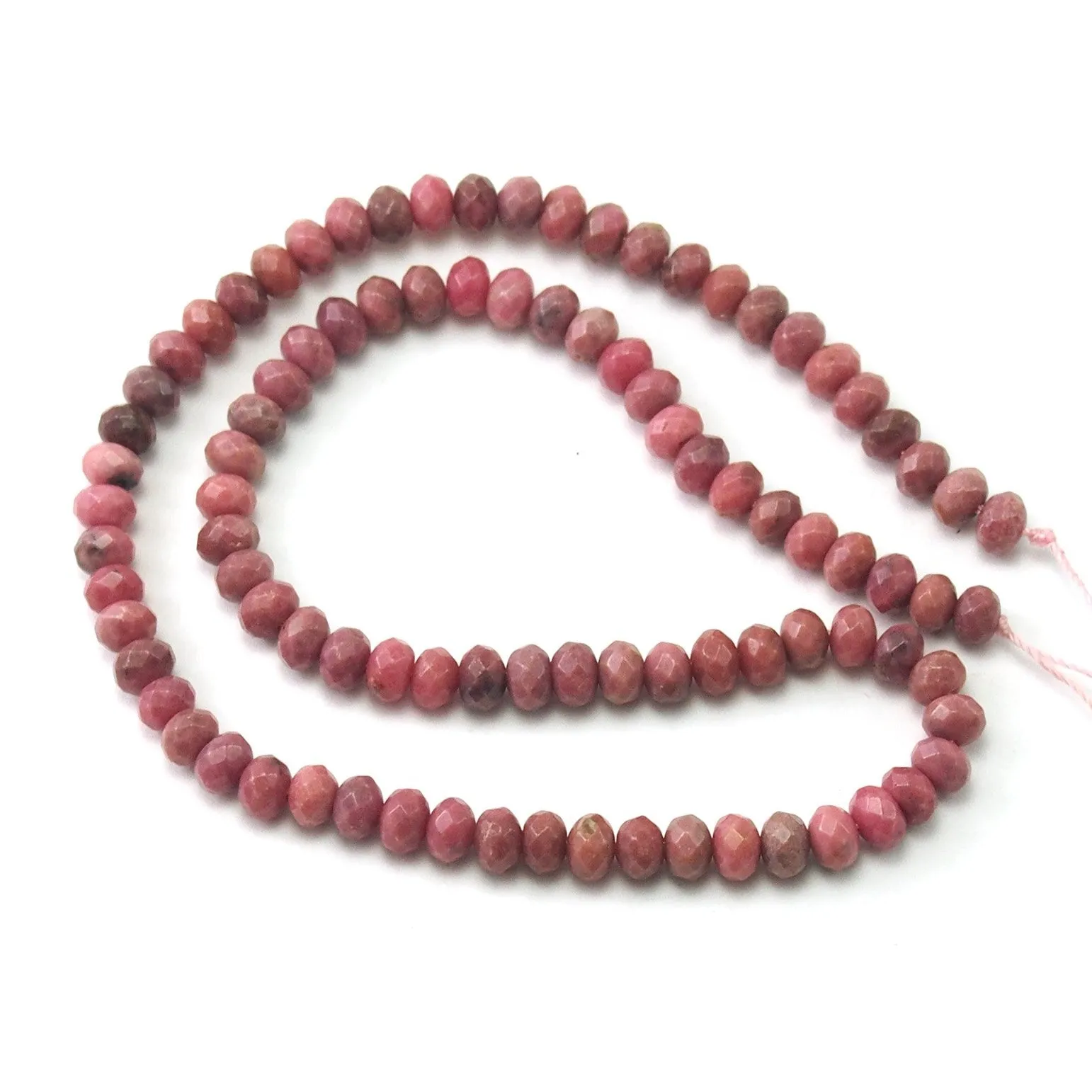 Rhodonite Faceted Rondelles 6mm Strand