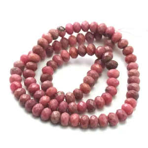 Rhodonite Faceted Rondelles 6mm Strand