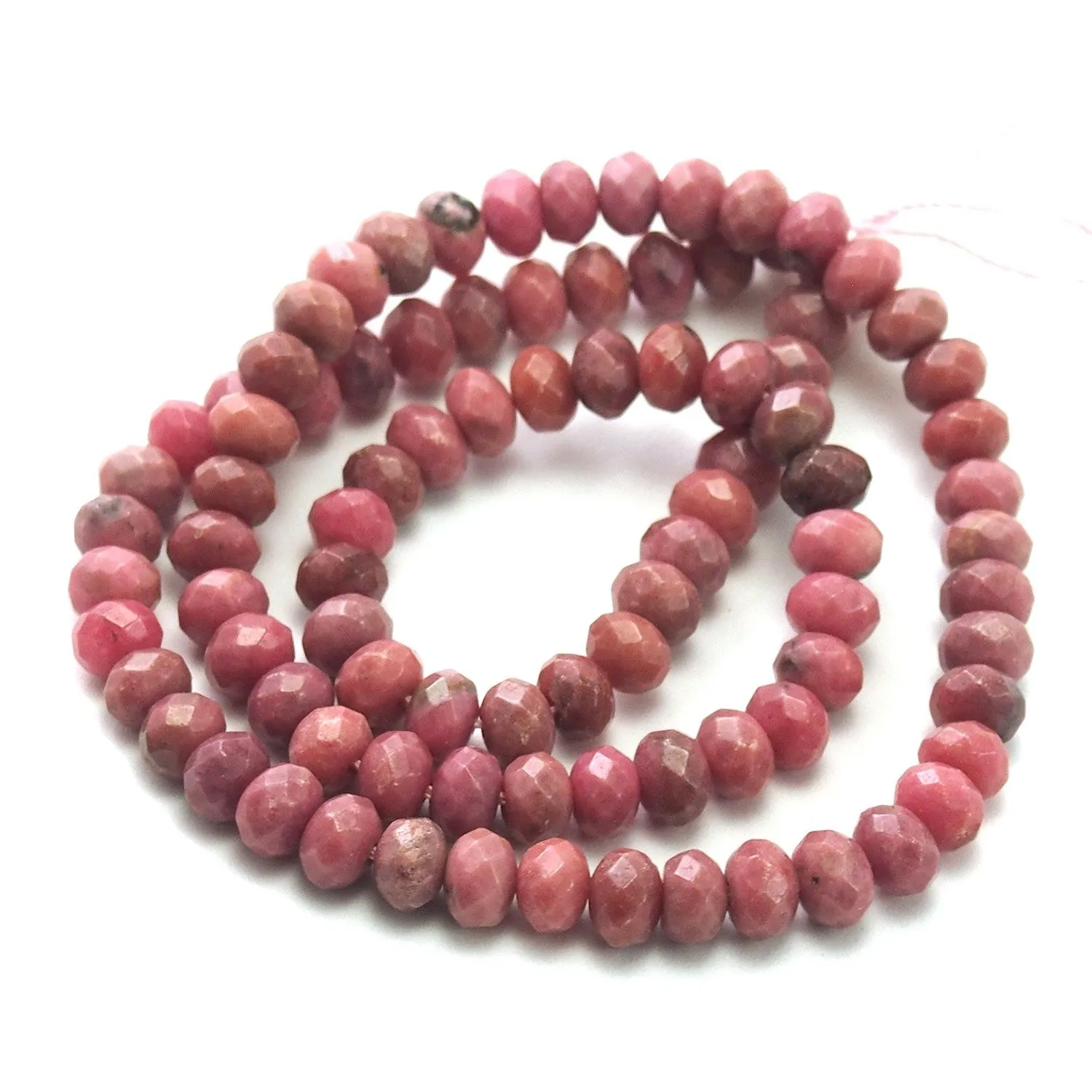 Rhodonite Faceted Rondelles 6mm Strand