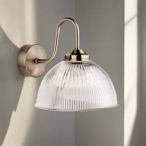 Ribbed Glass Wall Light H: 24 cm W: 23 cm