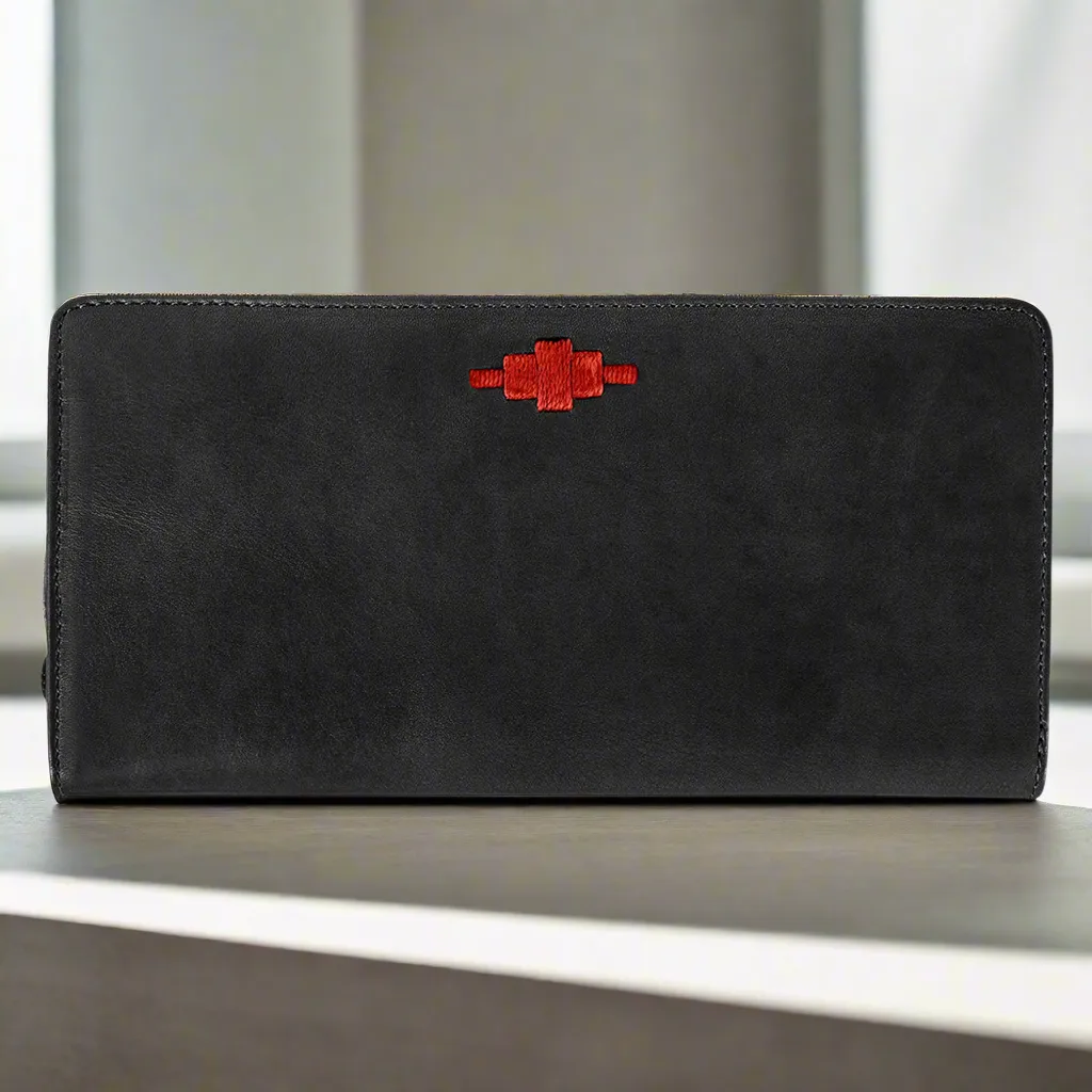 'Rico' Zipped Purse - Black Leather