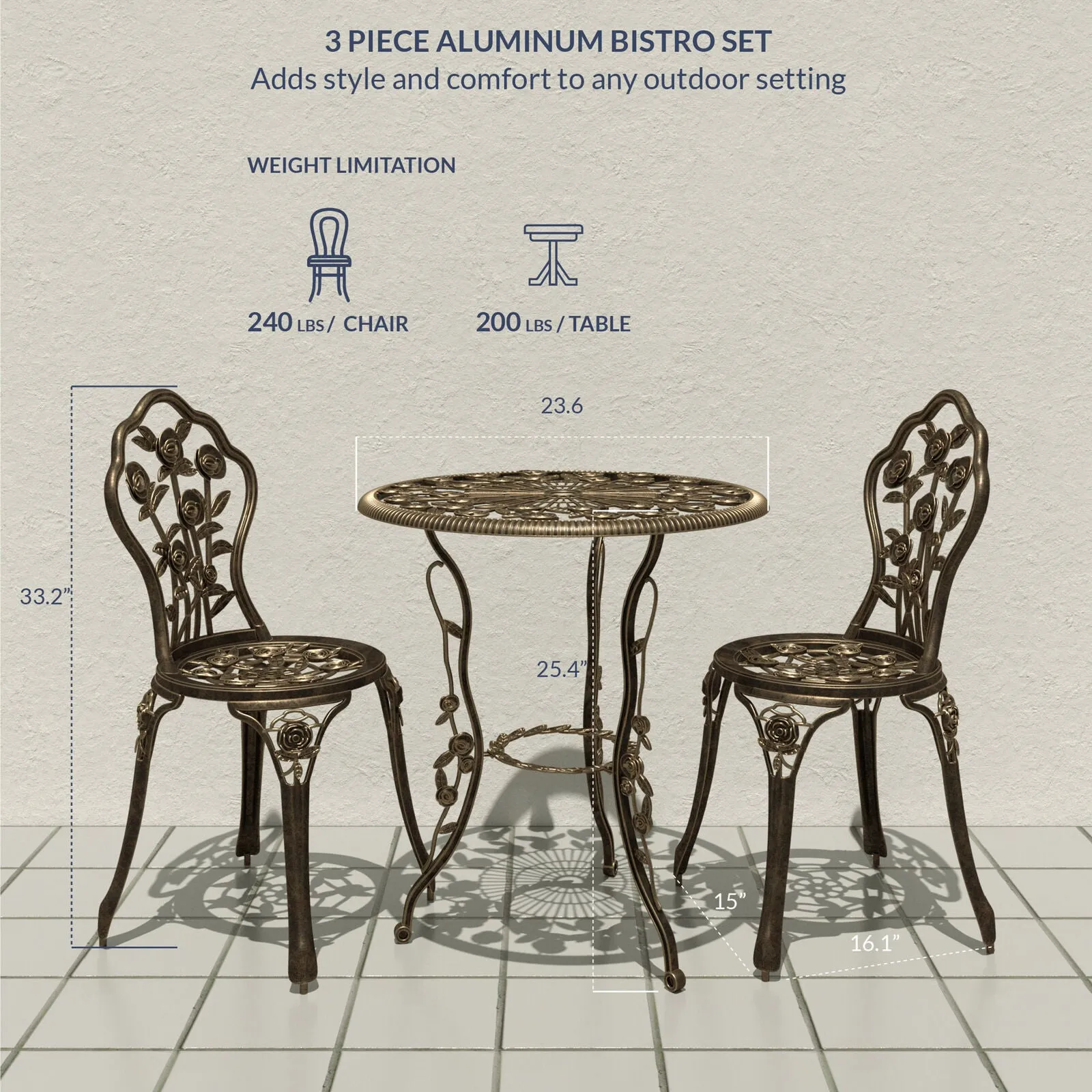 Rose Outdoor Bistro Set