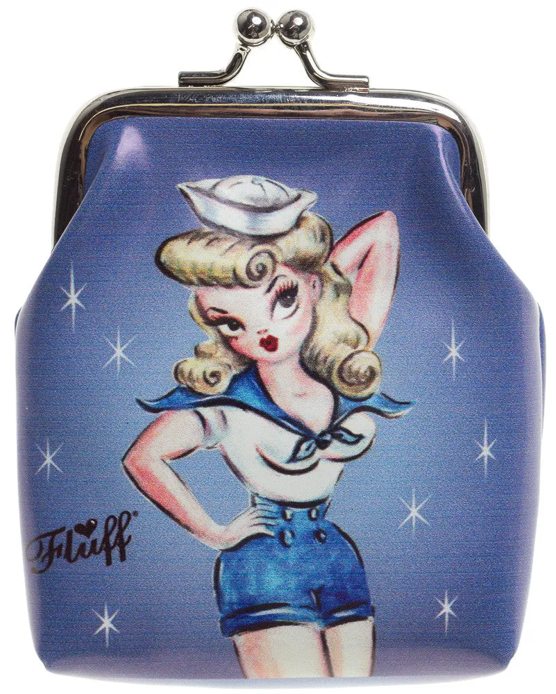 Sailor Girl Pinup Kisslock Coin Purse by Miss Fluff