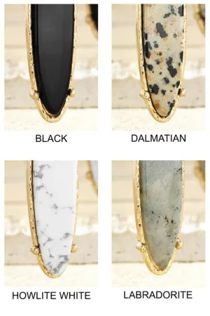 Semi-Precious Oval Stone Earrings