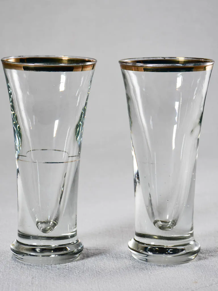 Set of 8 blown glass tumblers with gold rims 6¾"