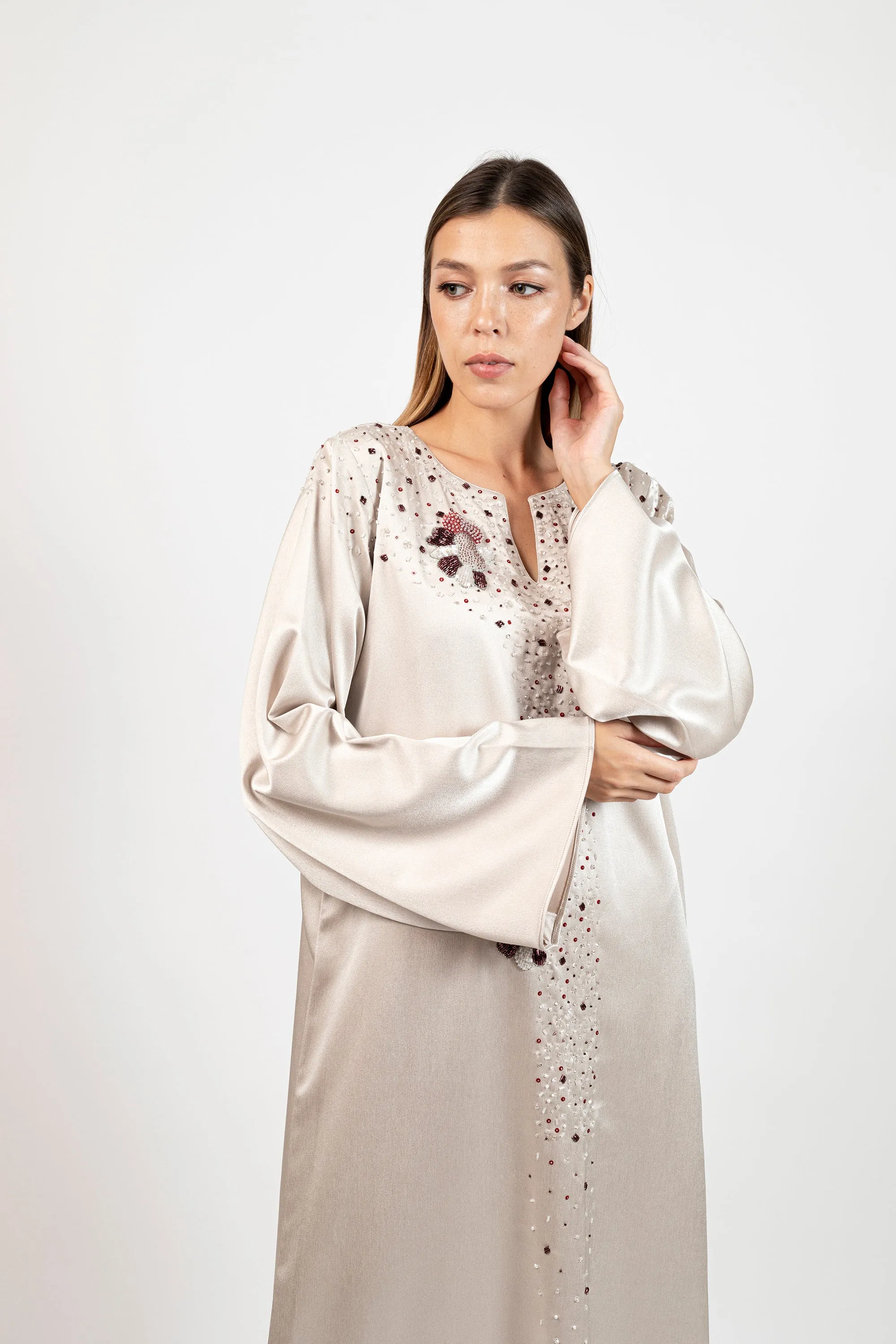 Silk Crepe Long Kaftan - PS-NO.8
