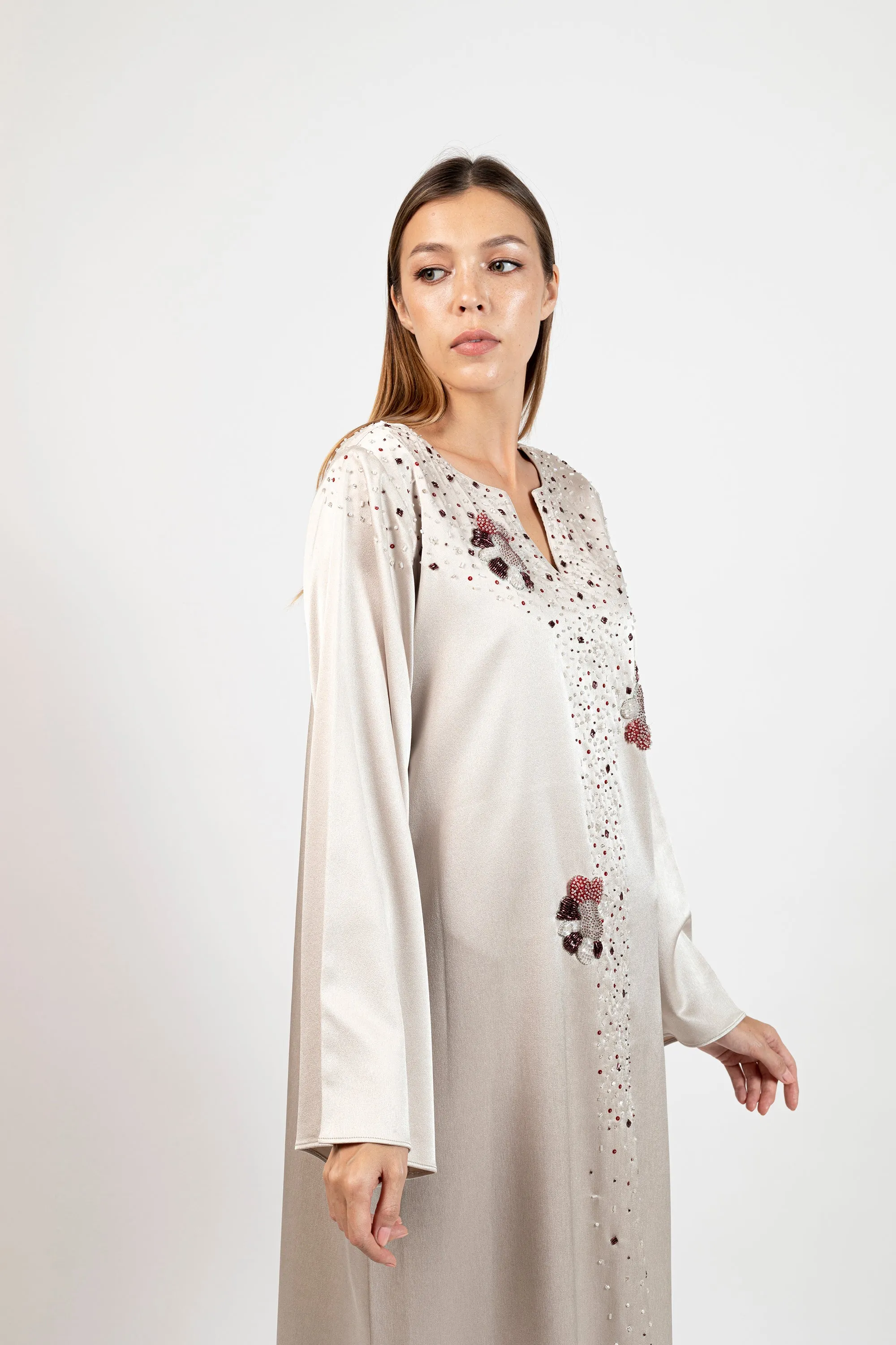Silk Crepe Long Kaftan - PS-NO.8