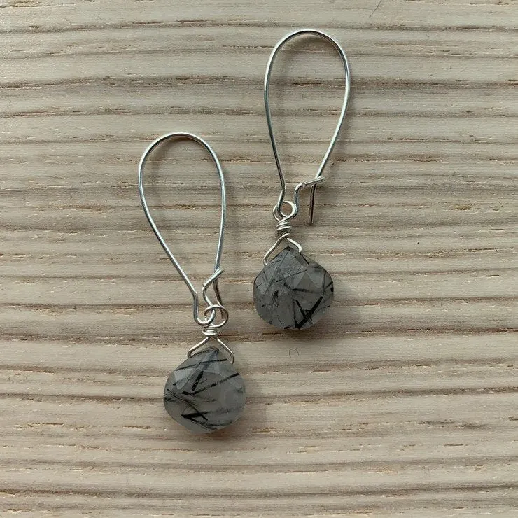 Silver Gemstone Short Earrings