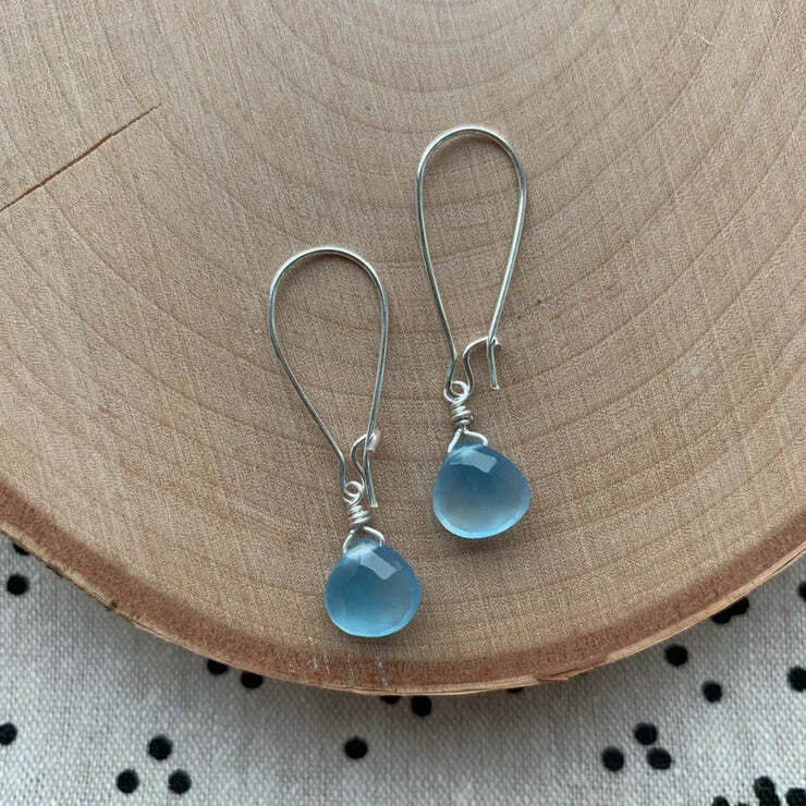 Silver Gemstone Short Earrings