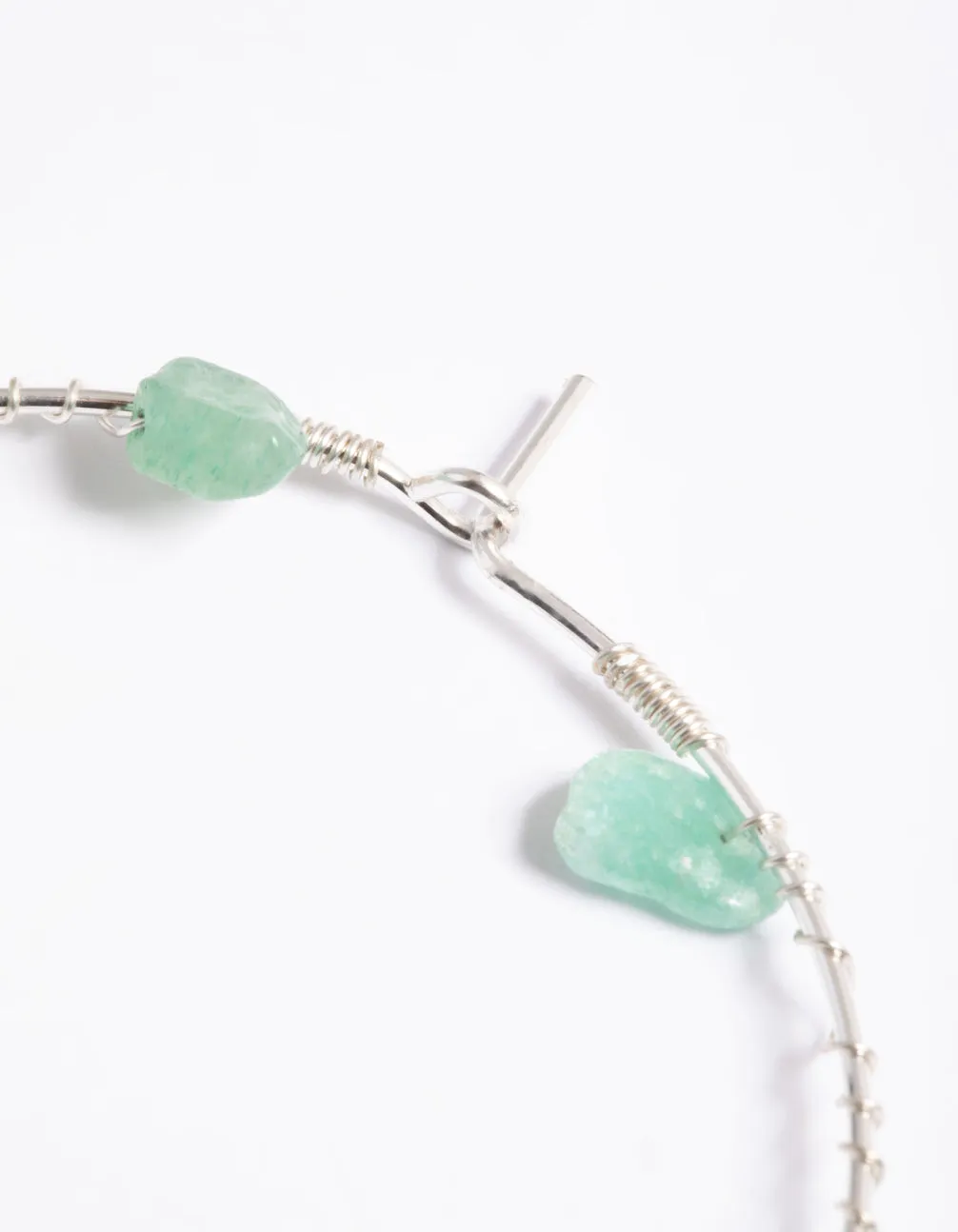 Silver Green Aventurine Hoop Earrings