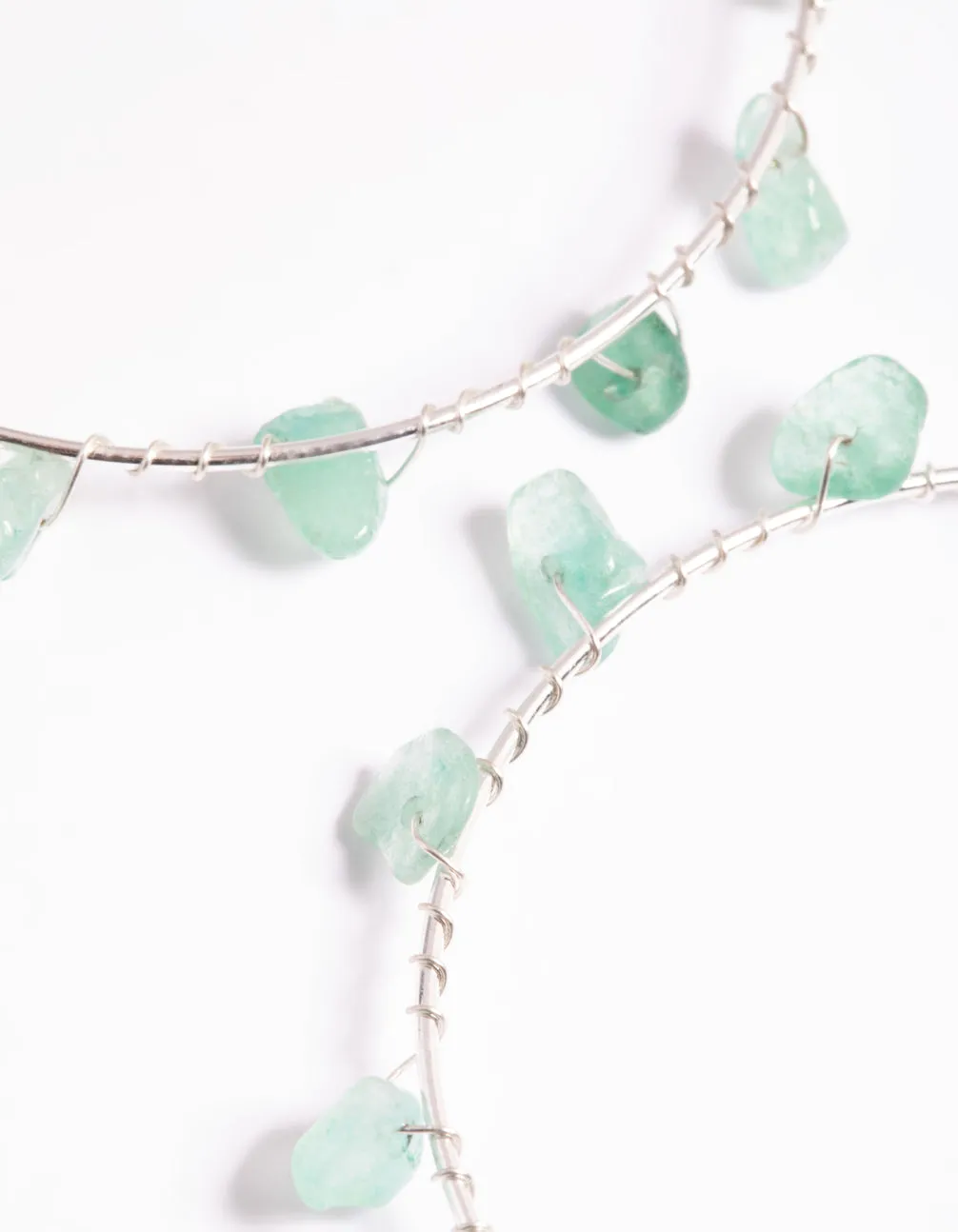 Silver Green Aventurine Hoop Earrings