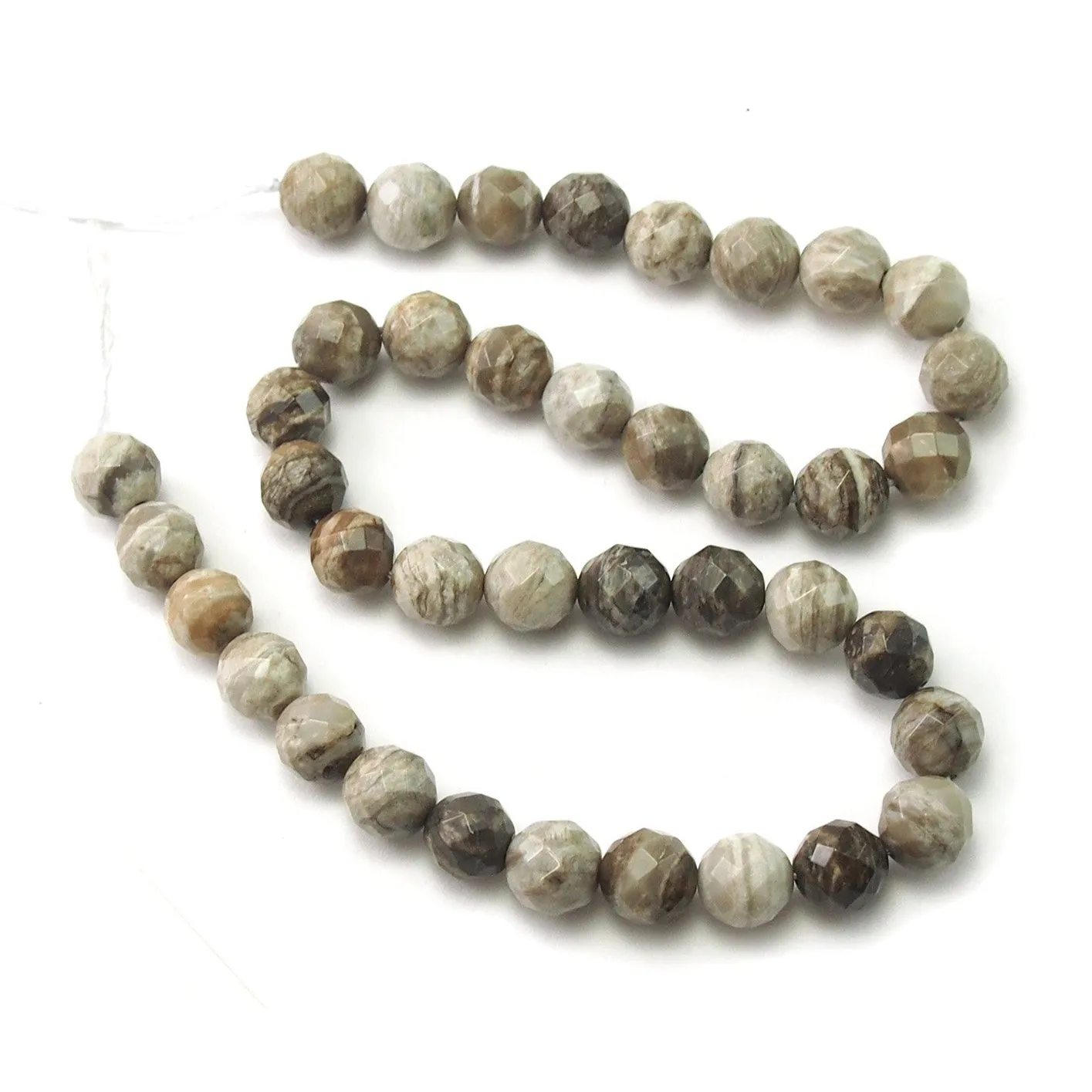 Silver Leaf Jasper Faceted Rounds 10mm Strand
