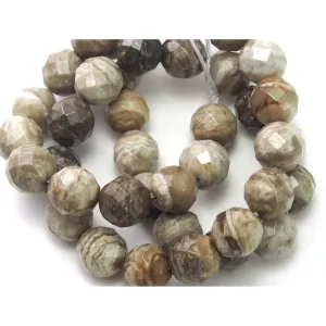 Silver Leaf Jasper Faceted Rounds 10mm Strand