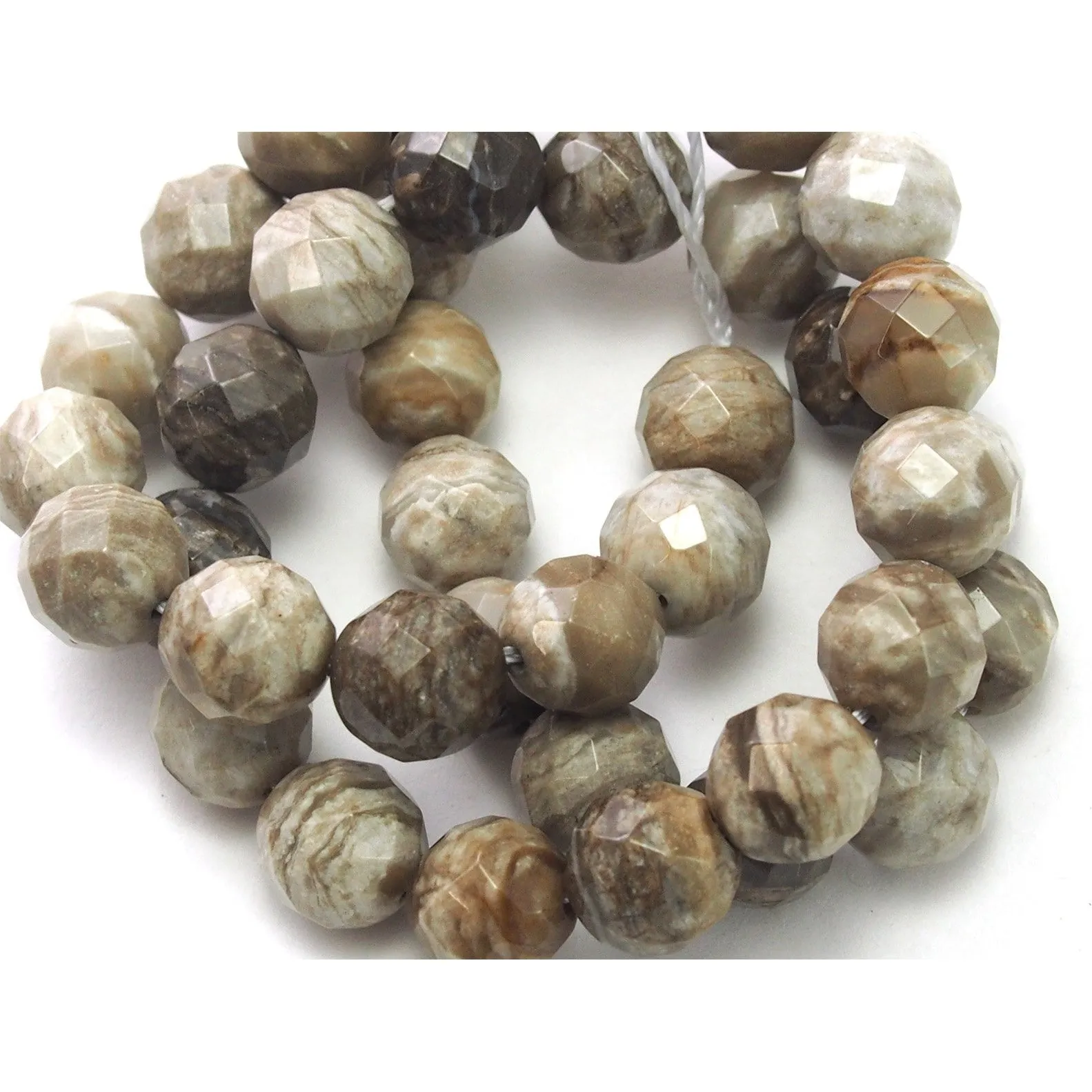 Silver Leaf Jasper Faceted Rounds 10mm Strand