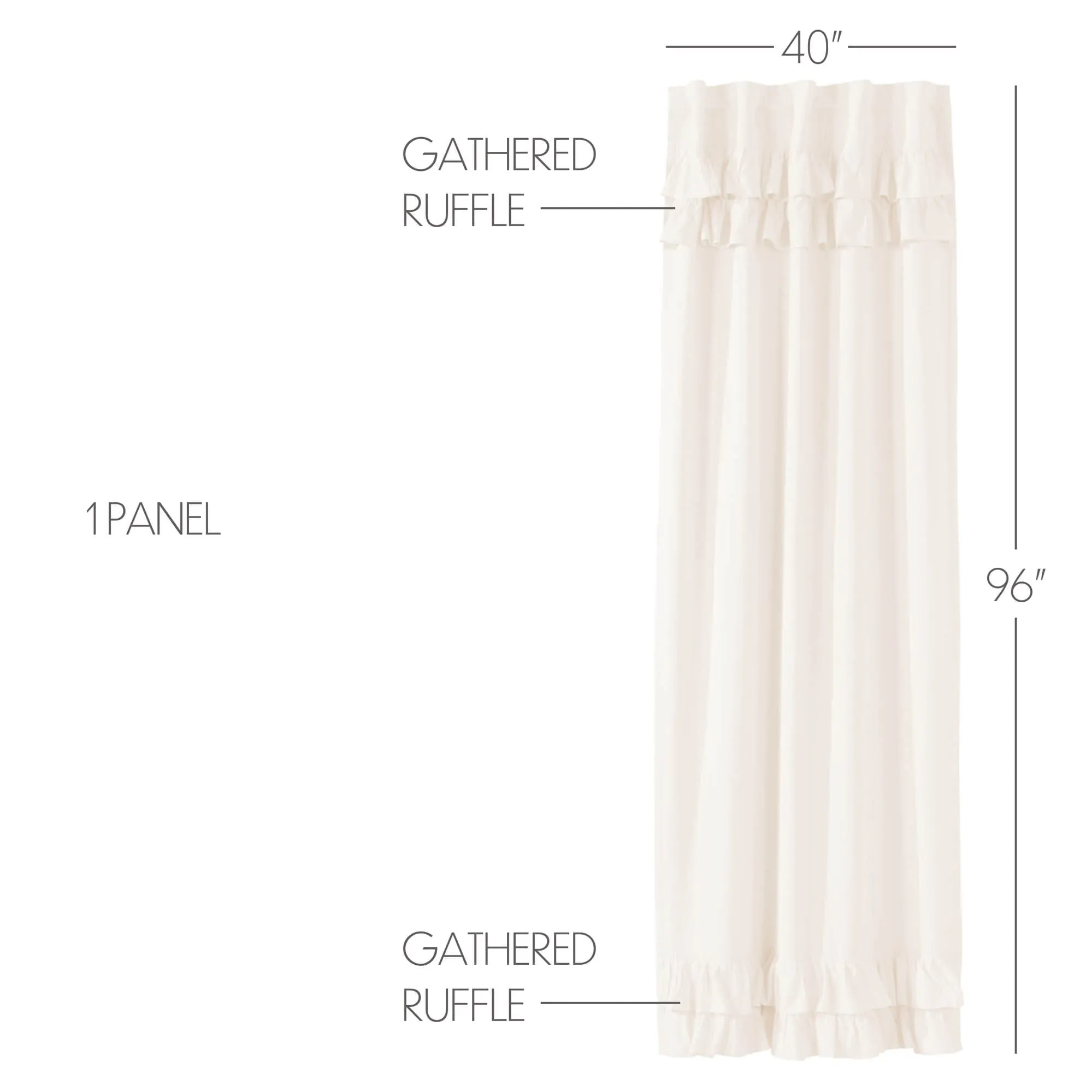 Simple Life Flax Antique White Ruffled Lined Panel Curtains 96"