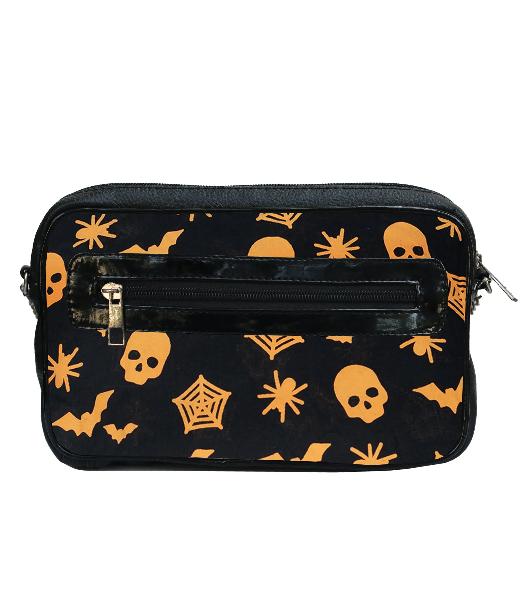 Skull studded  Bat Skull Print Sling Bag