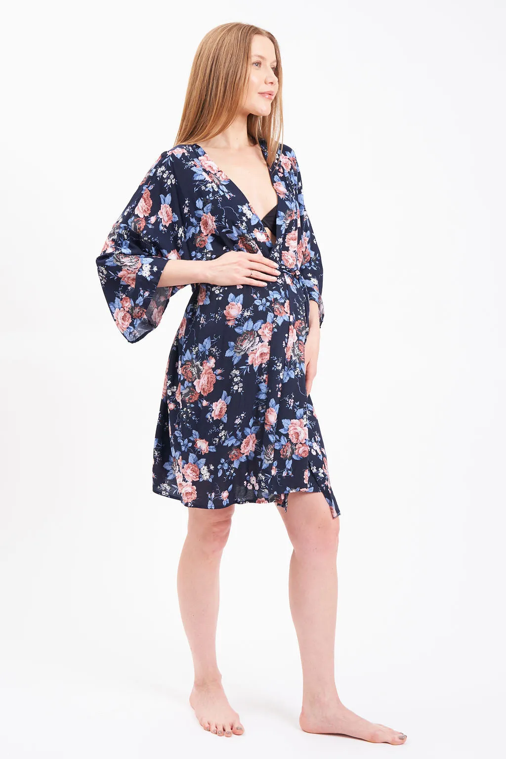 Soft Floral Maternity Robe