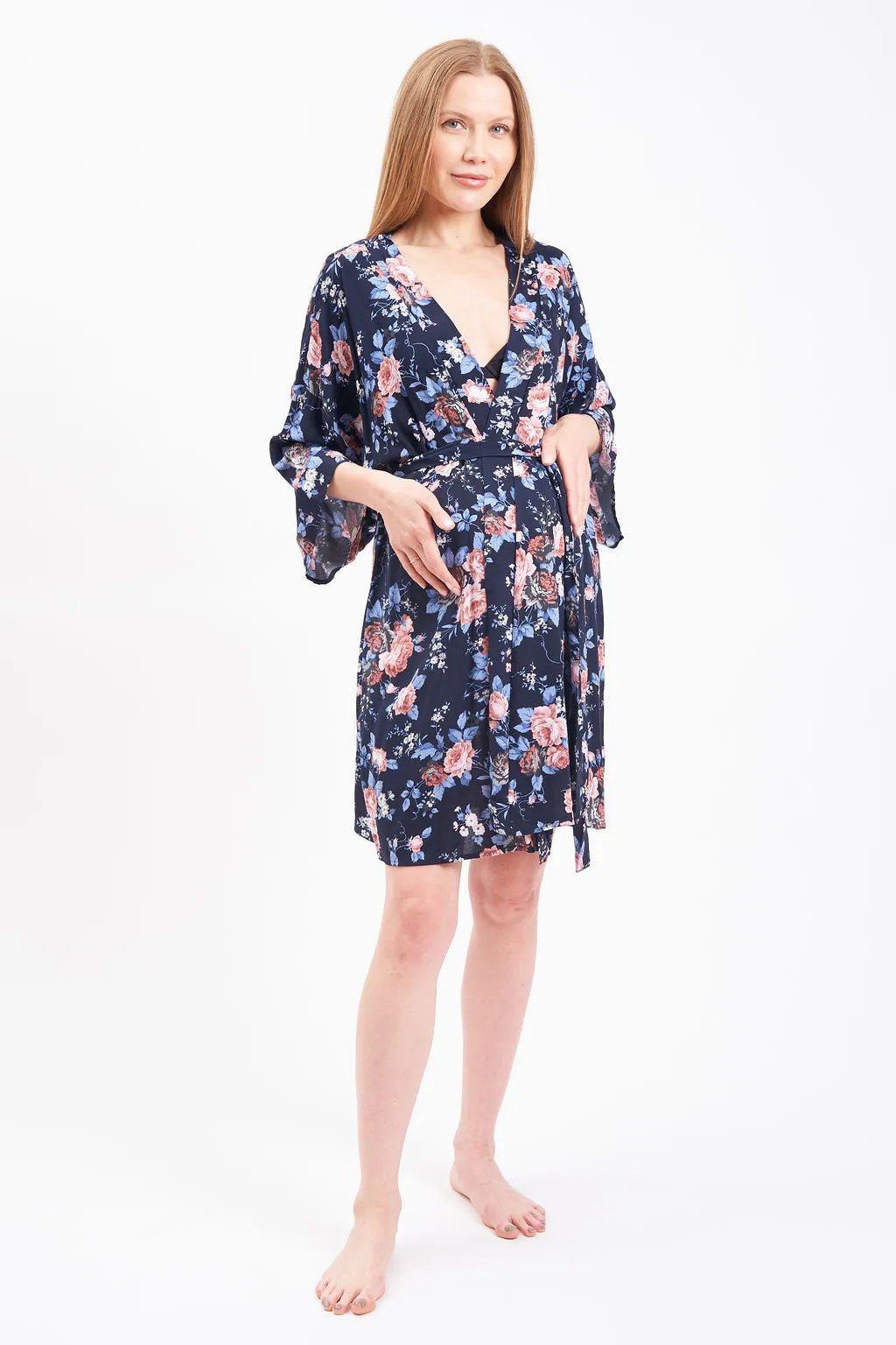 Soft Floral Maternity Robe