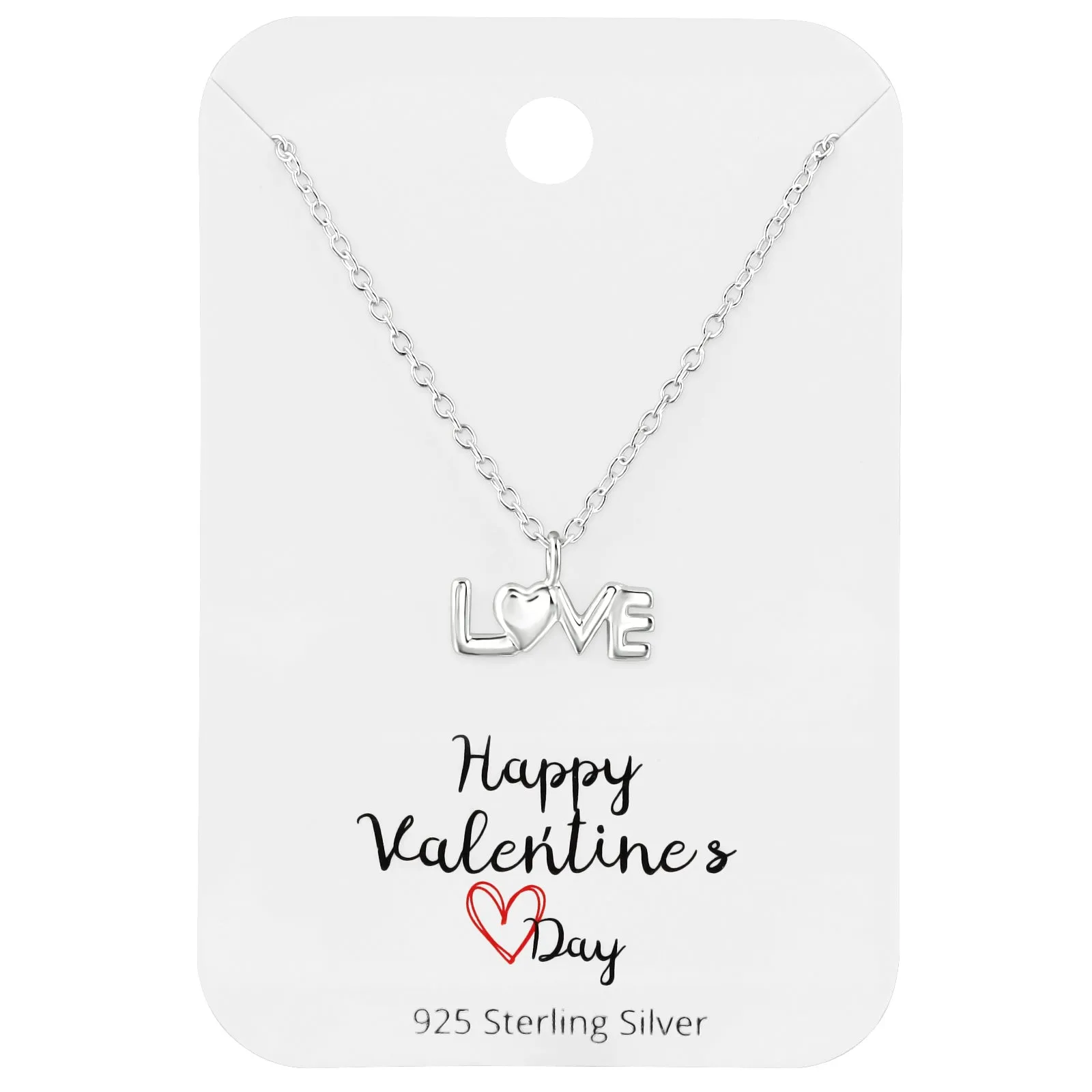 Sterling Silver LOVE with Heart Pendant Necklace
