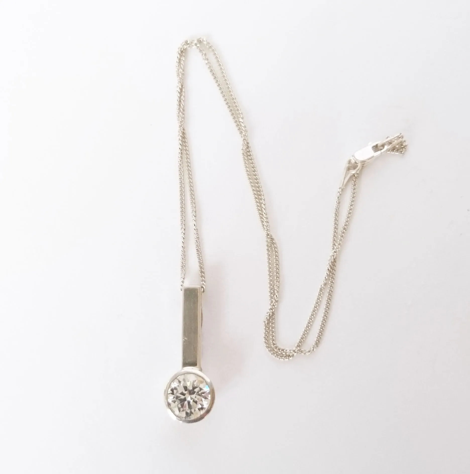 Sterling Silver Pendant with a round Cubic Zirconia