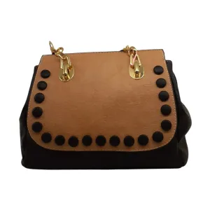 Studded Handbag with Black Dots