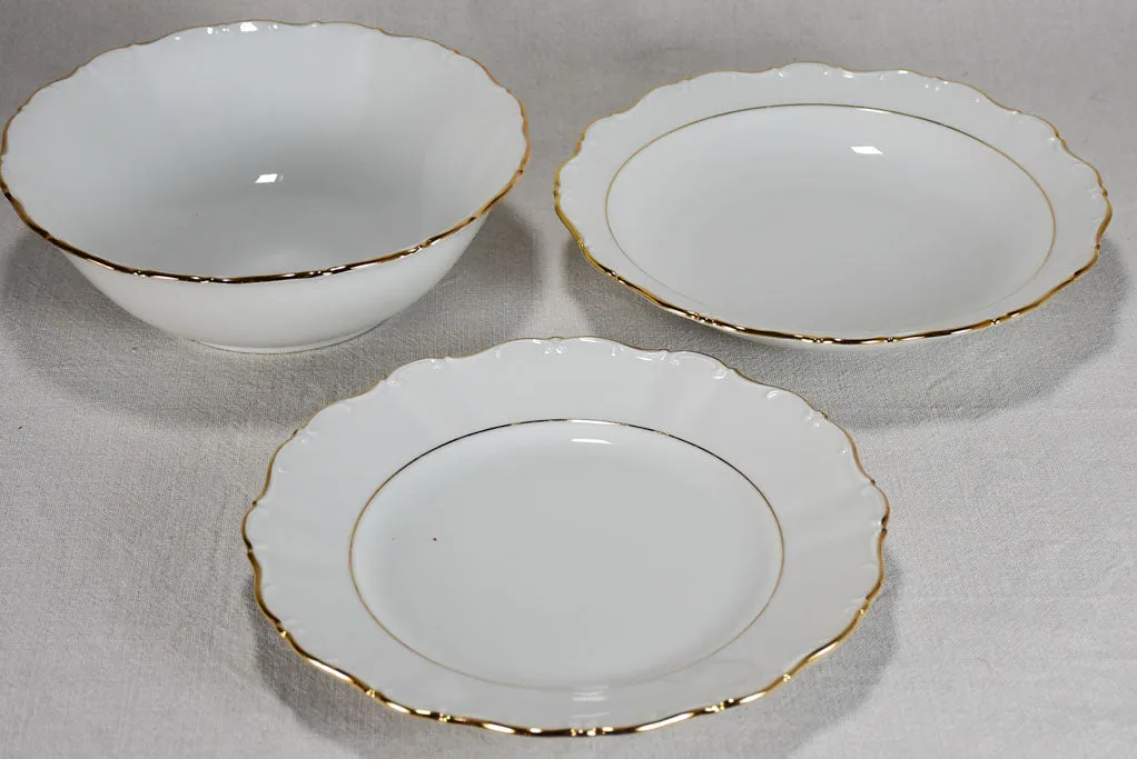 Superb 1960's porcelain dinnerware with gold rim