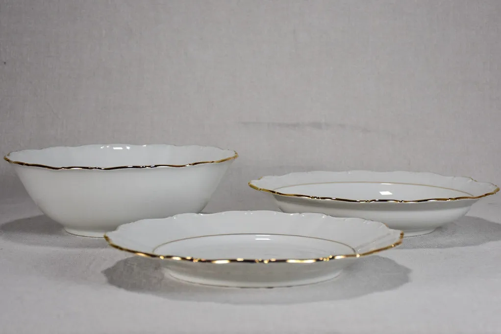 Superb 1960's porcelain dinnerware with gold rim