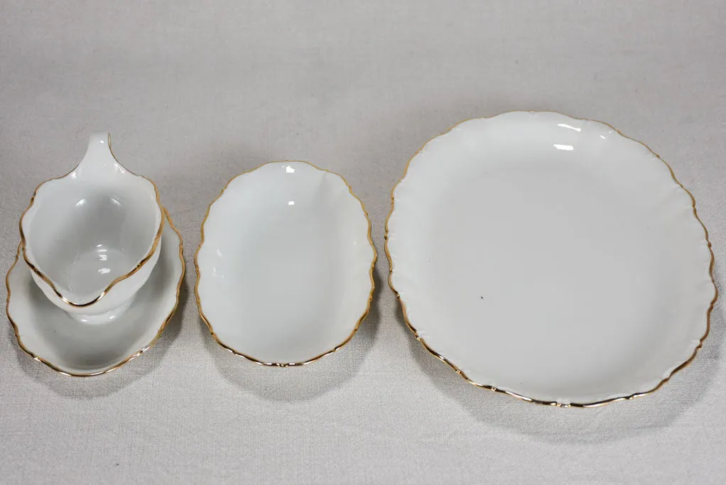 Superb 1960's porcelain dinnerware with gold rim