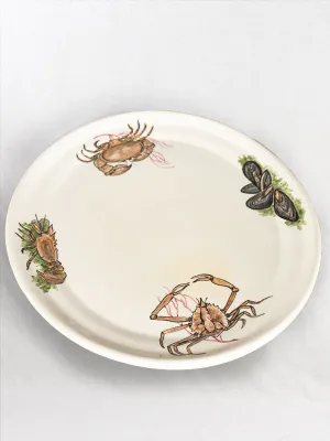 Superb hand painted oval platter with crabs 1960s 16¼"