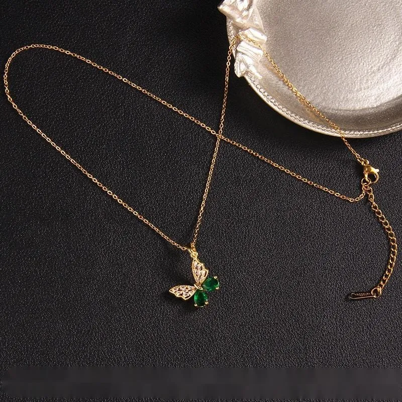 Sweet Colorful Butterfly Pendant Necklace