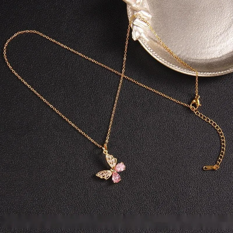 Sweet Colorful Butterfly Pendant Necklace